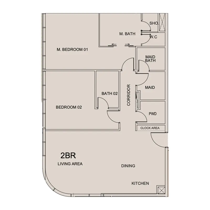 2 bedroom Apartments -  Cotier House 2 floor plan