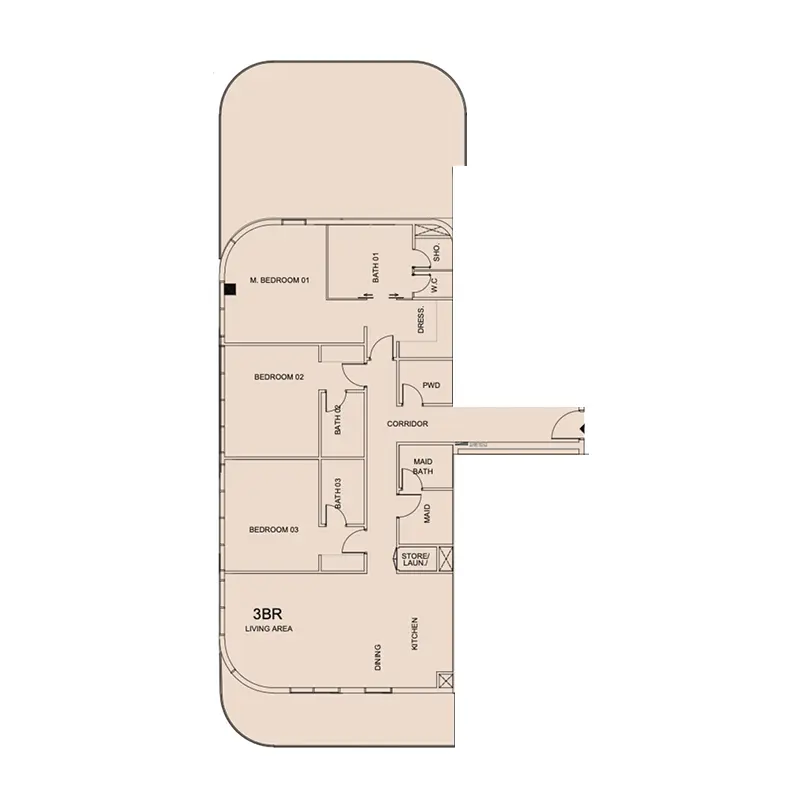3 bedroom Apartments -  Cotier House 2 floor plan