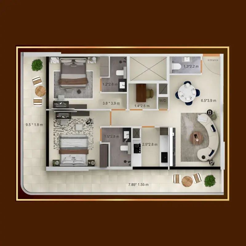 2.5 bedrooms apartments - Symbolic Zen Residences floor plan