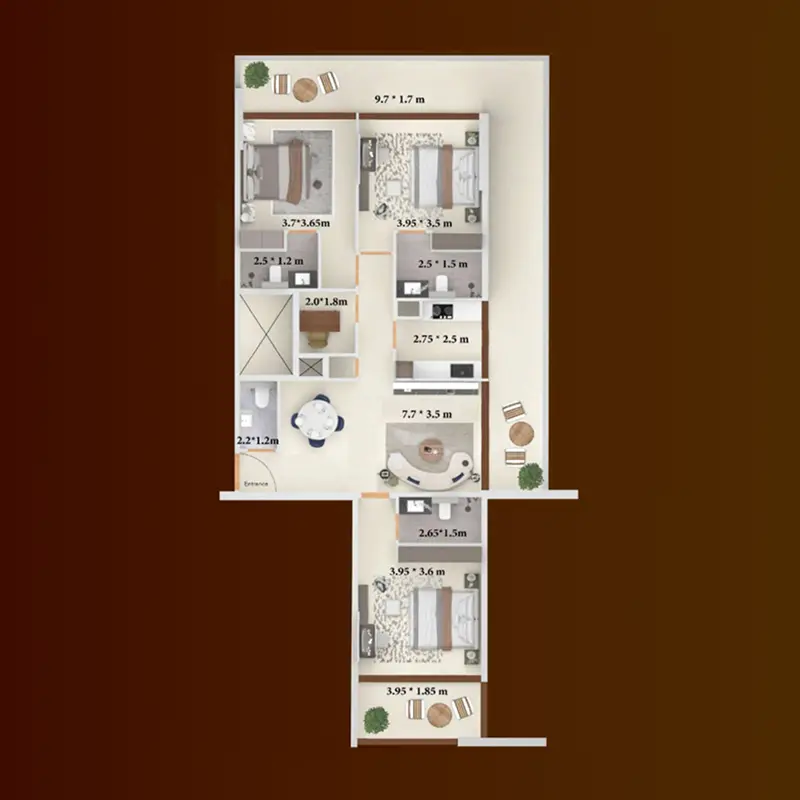 3,5 bedroom Apartments -  Symbolic Zen Residences floor plan
