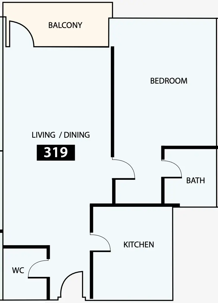 1 Bedroom apartments - Paradise View 1 floor plan