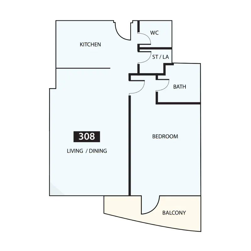 1 bedroom floor plan