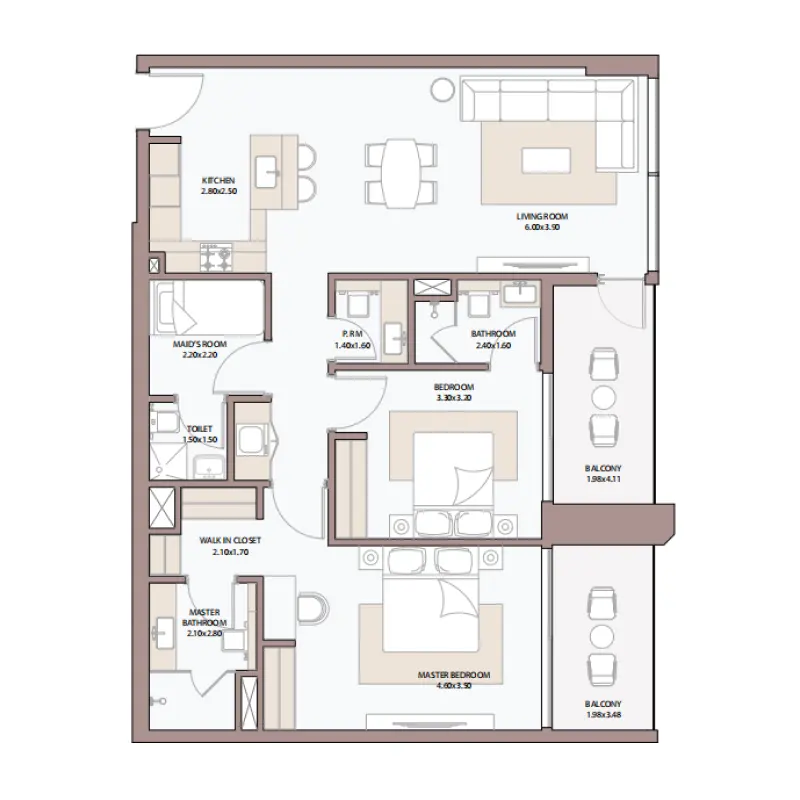 2,5 bedroom floor plan