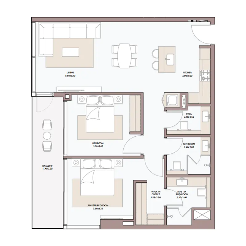 2 bedroom floor plan