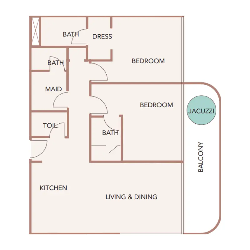 2 bedroom floor plan