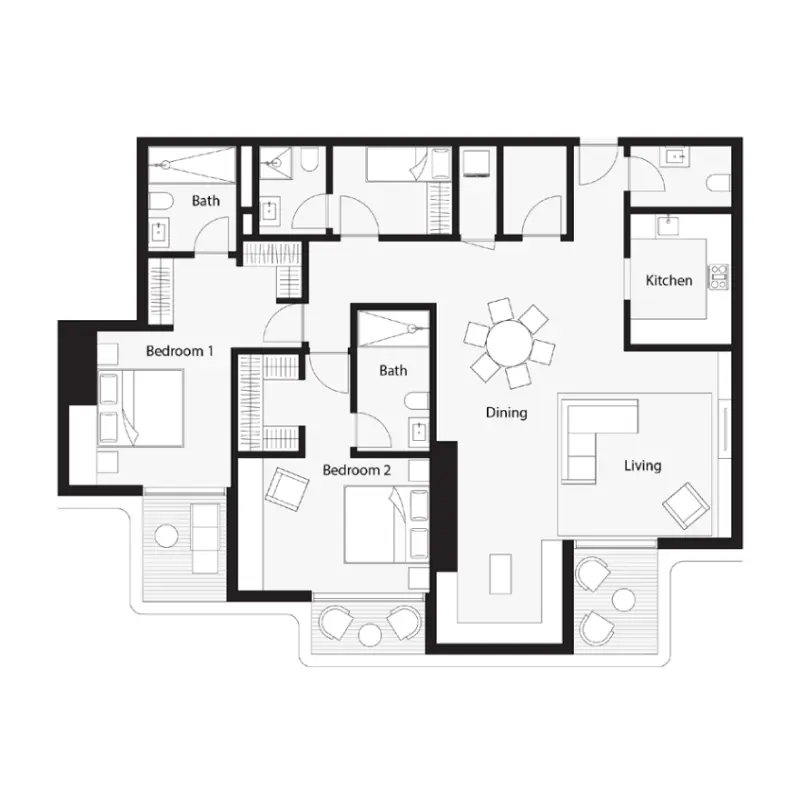 2 bedroom floor plan