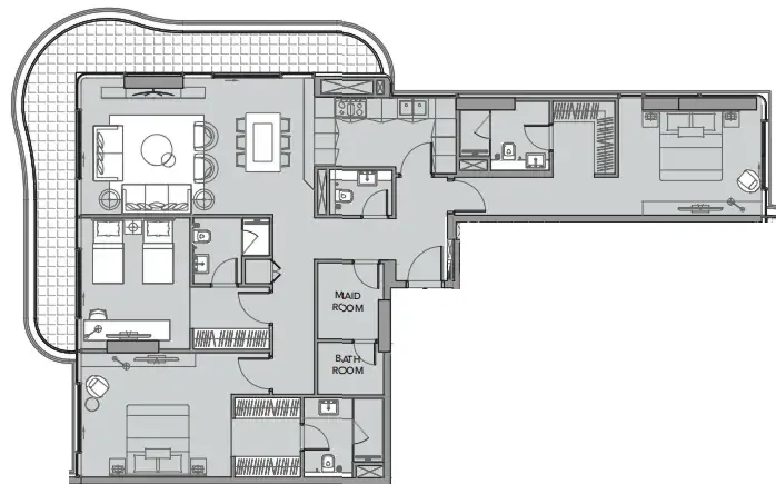 3 Bedrooms apartments - Beach Walk 4 floor plan