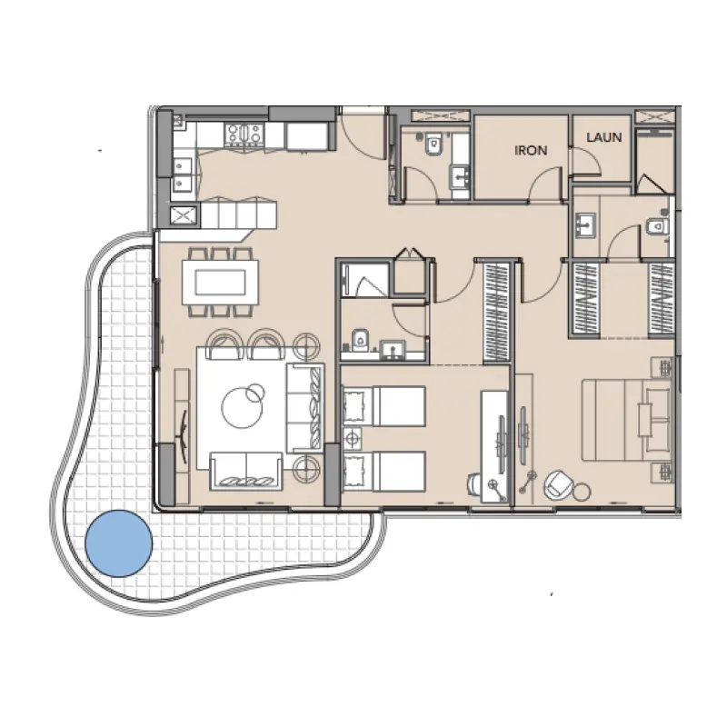 2 bedroom Apartments -  Beach Walk 4 floor plan