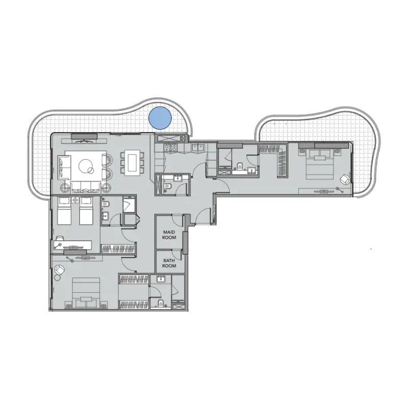 3 bedroom Apartments -  Beach Walk 4 floor plan