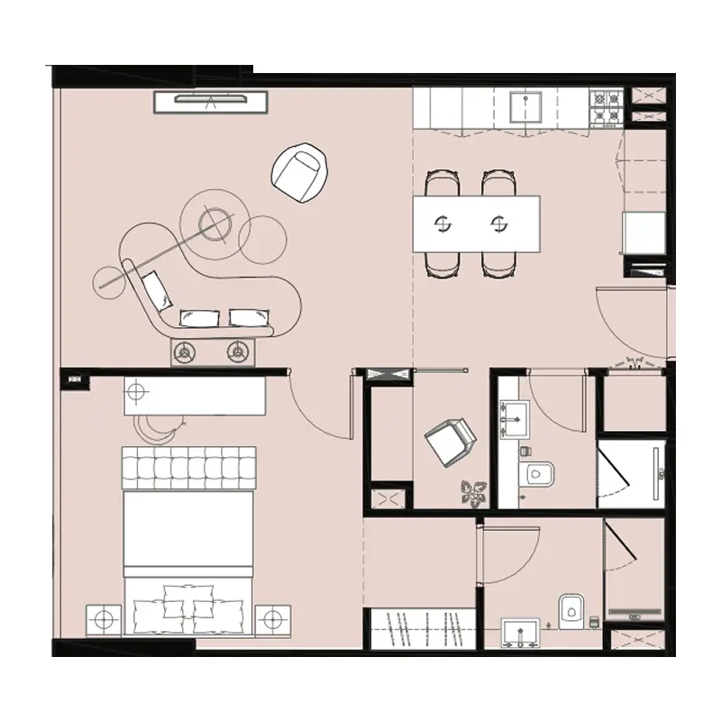 1 bedroom Apartments -  Sunset Bay 4 floor plan