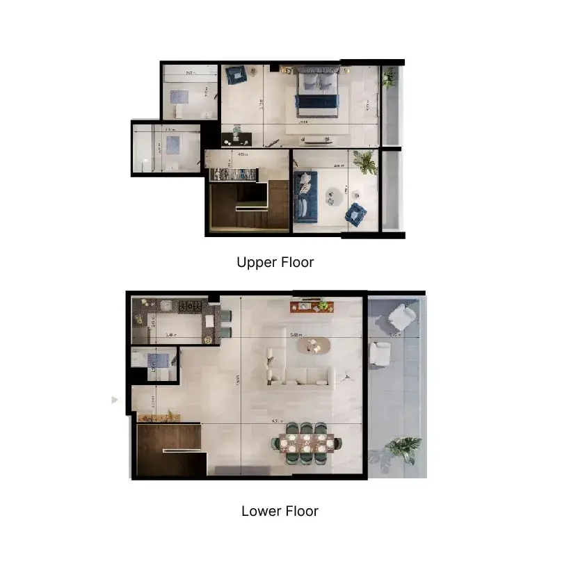 1 Bedroom duplex - Uniestate Prime Tower floor plan