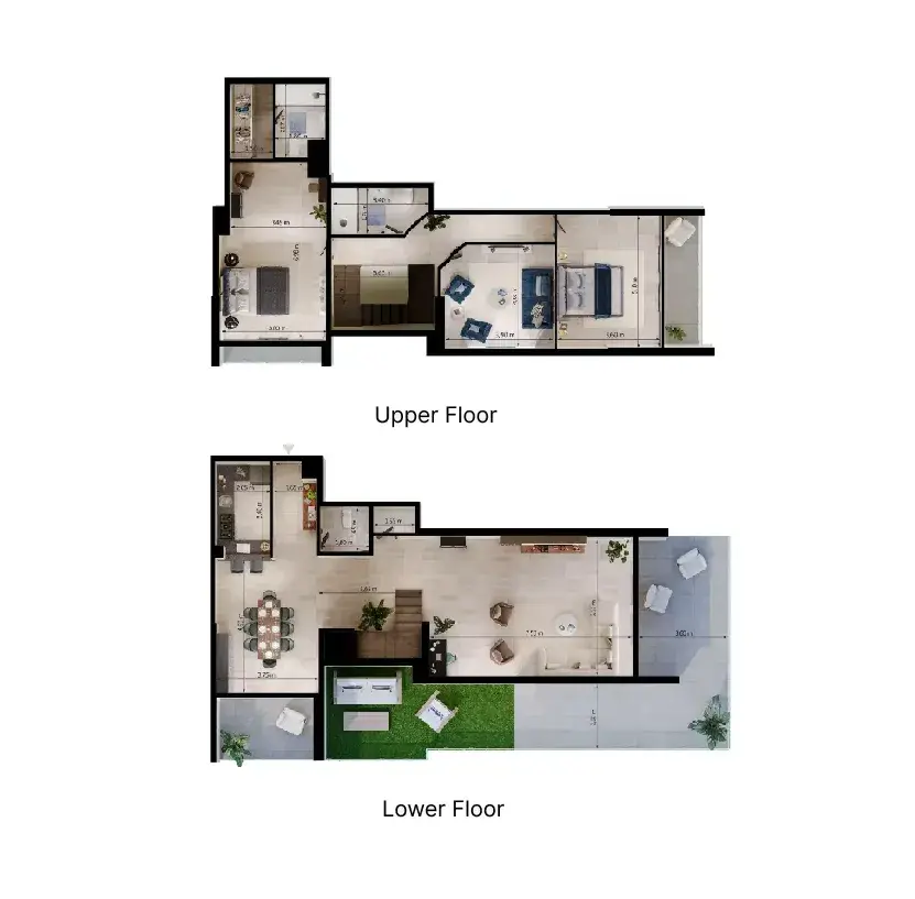 2 Bedrooms duplex - Uniestate Prime Tower floor plan