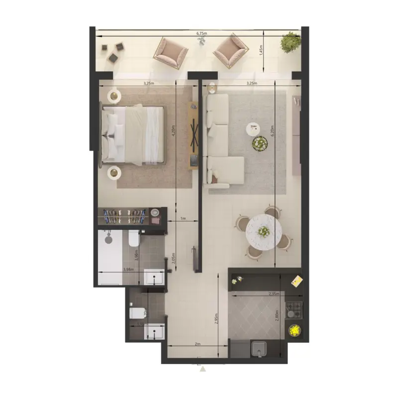 1 bedroom floor plan