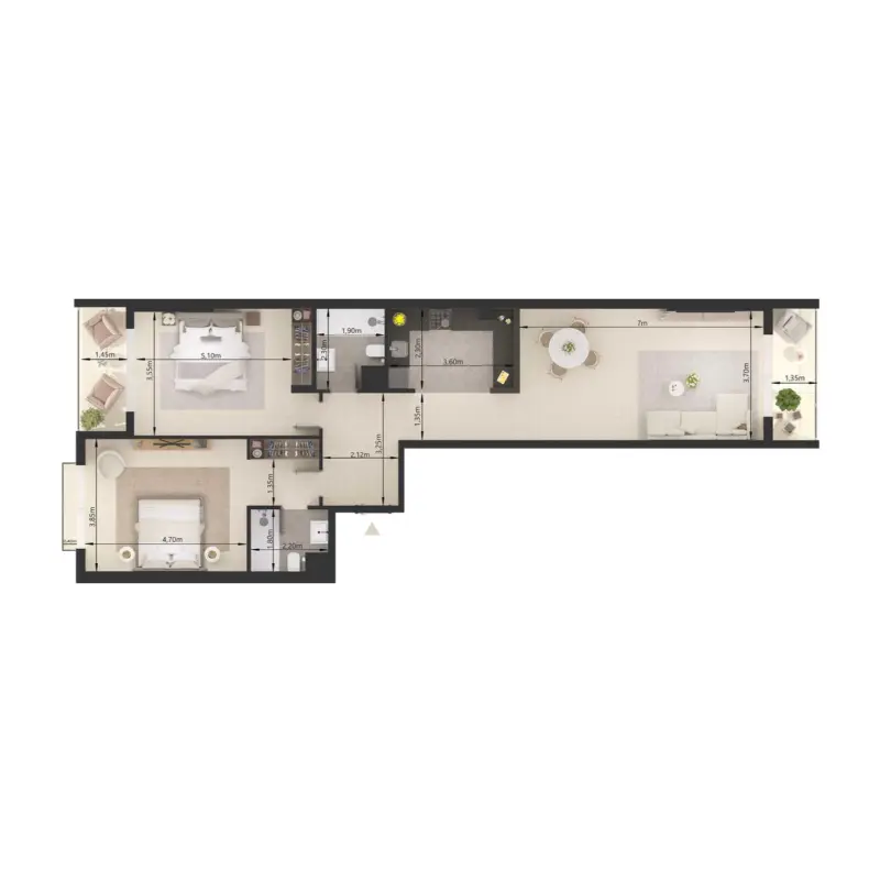 2 bedroom floor plan