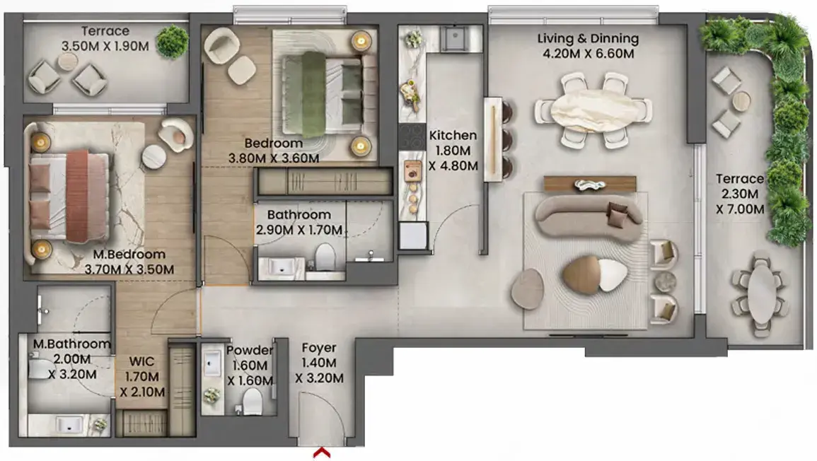 2 Bedrooms apartments - Talea floor plan