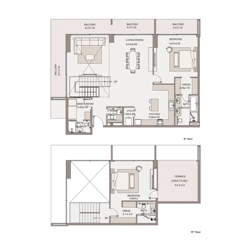 2 bedroom floor plan