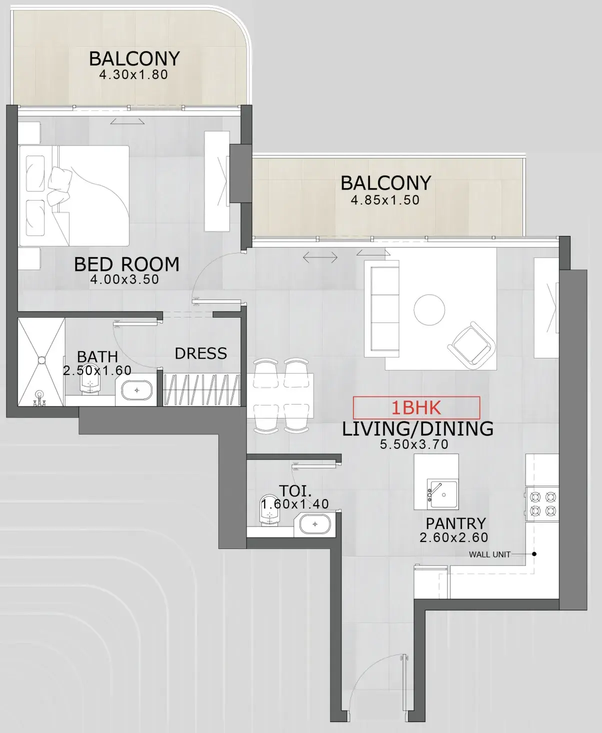 1 Bedroom apartments - Floarea Skies floor plan