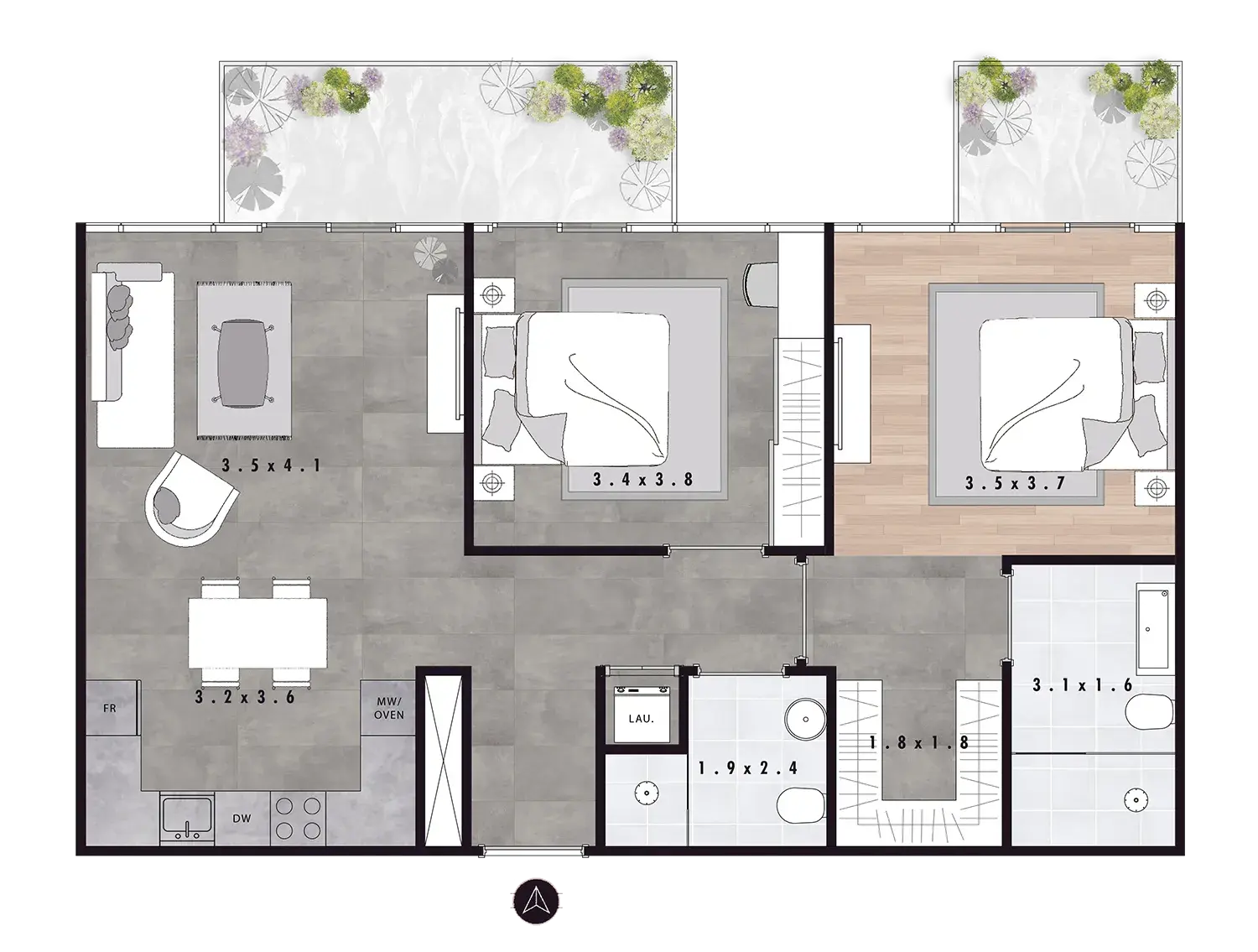 2 Bedrooms penthouse - The Autograph i Series Residence floor plan