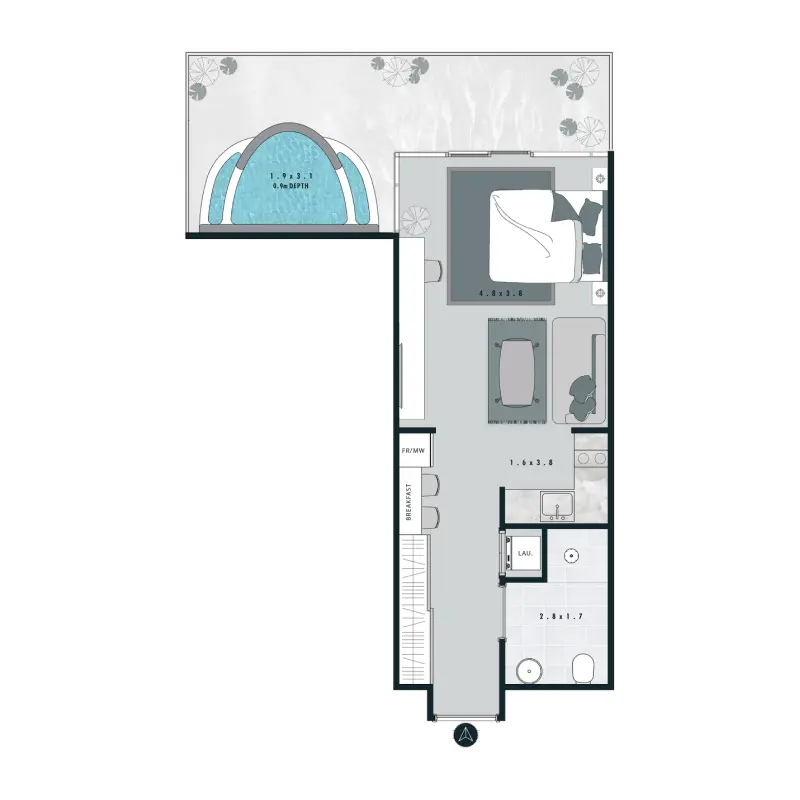 Studio + Pool floor plan