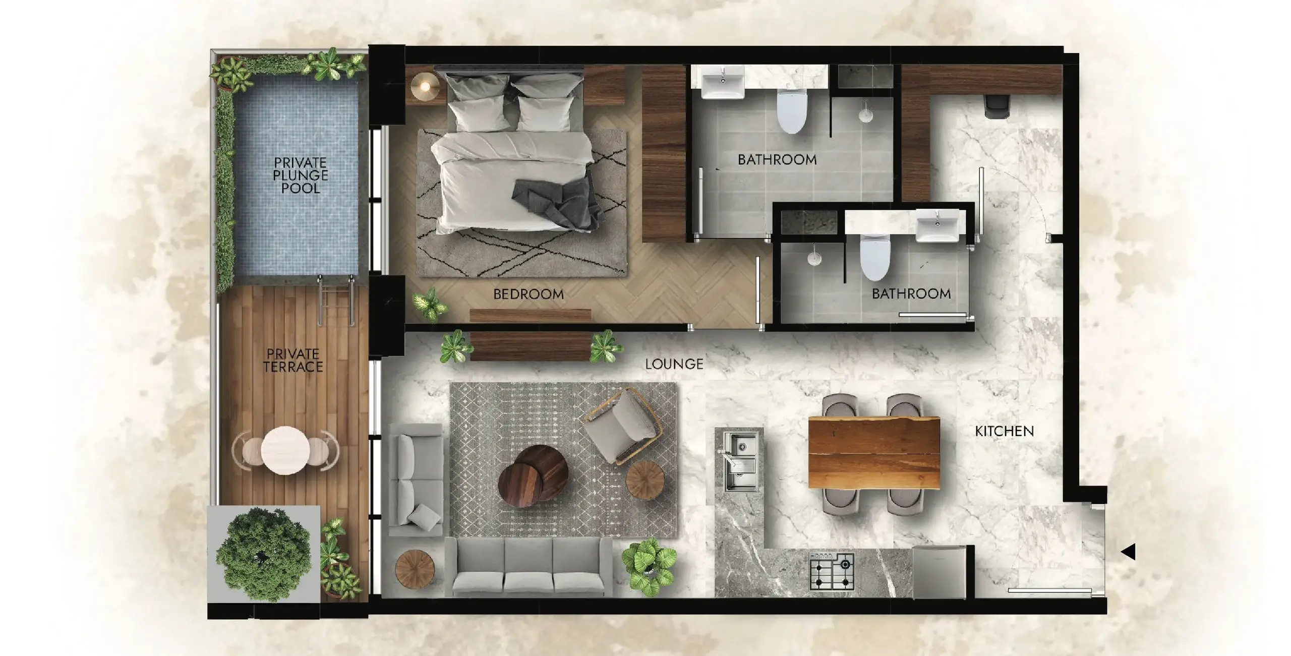 1 Bedroom apartments - Lucky Royale Residence floor plan