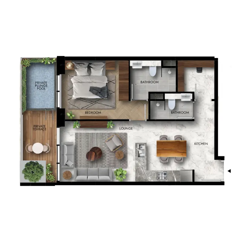 1 bedroom floor plan