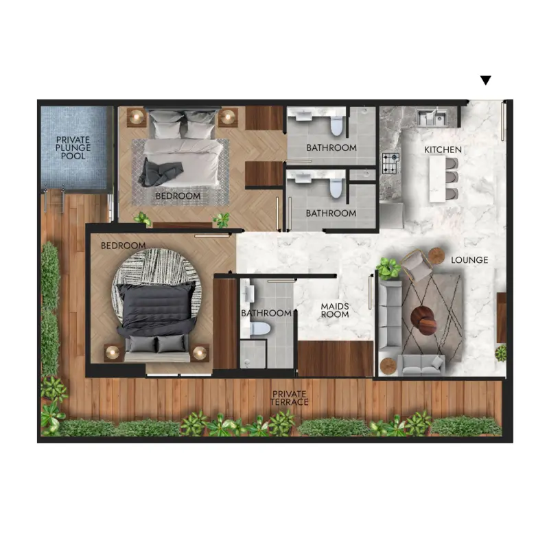 2 bedroom floor plan