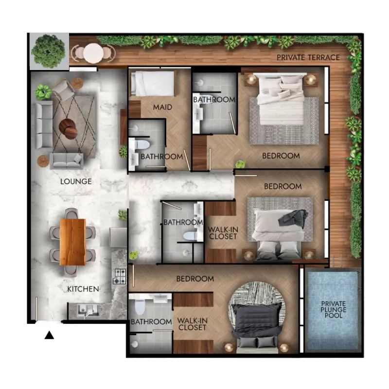 3 bedroom floor plan