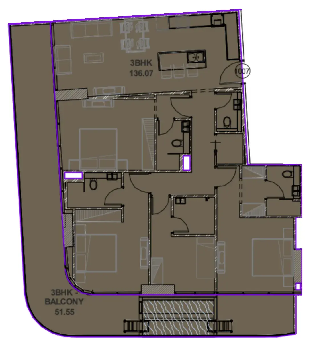 3 Bedrooms apartments - Lucky Oasis Residence floor plan