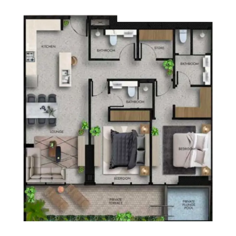 2 bedroom floor plan