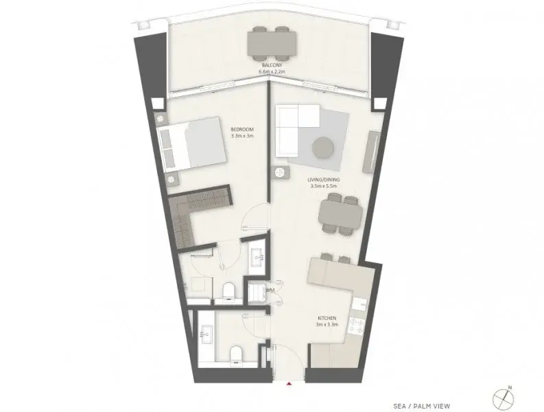 1 Bedroom apartments - LIV Lux floor plan