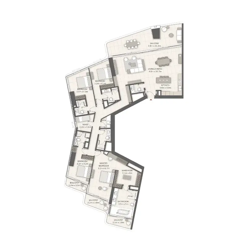 4 Bedrooms apartments - LIV Lux floor plan