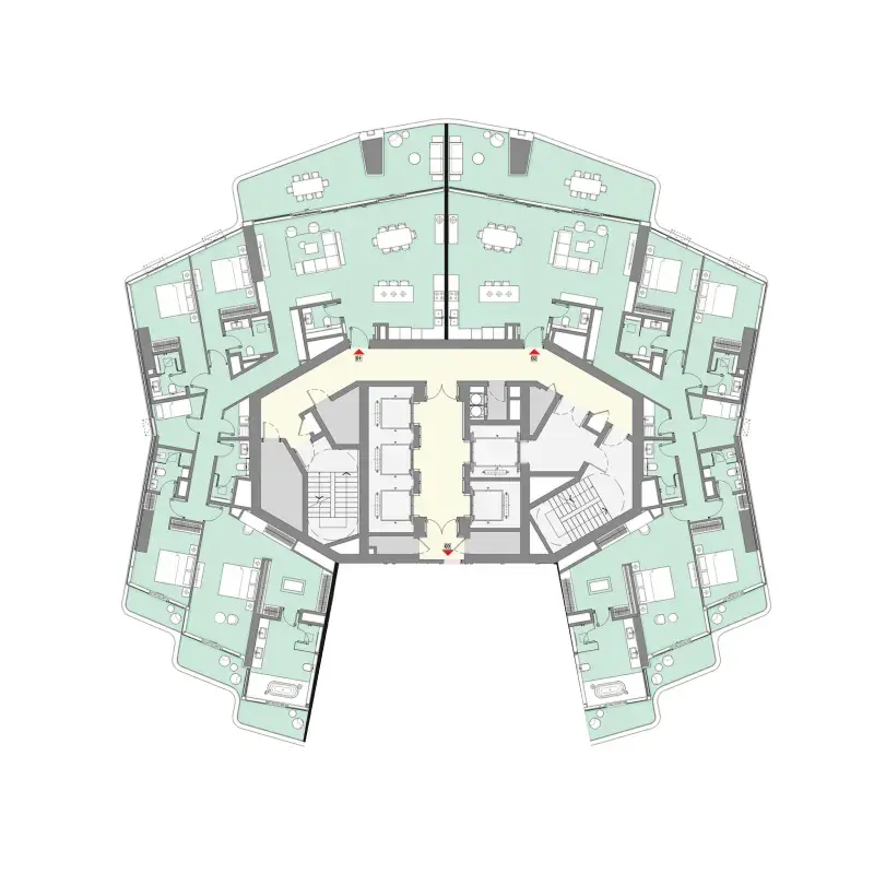 4 Bedrooms penthouse - LIV Lux floor plan