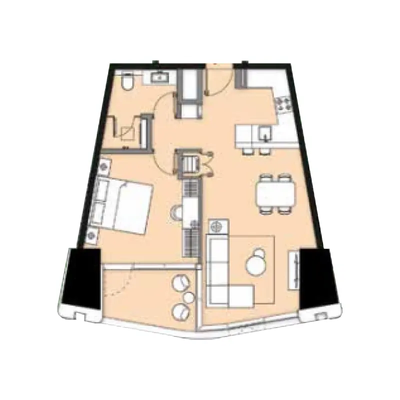 1 bedroom floor plan