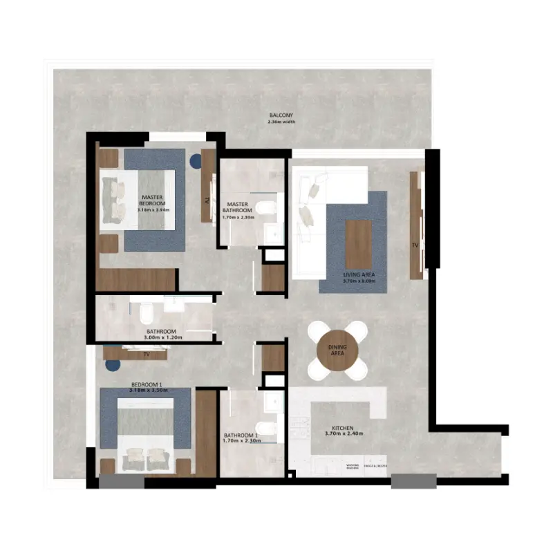 2 bedroom floor plan