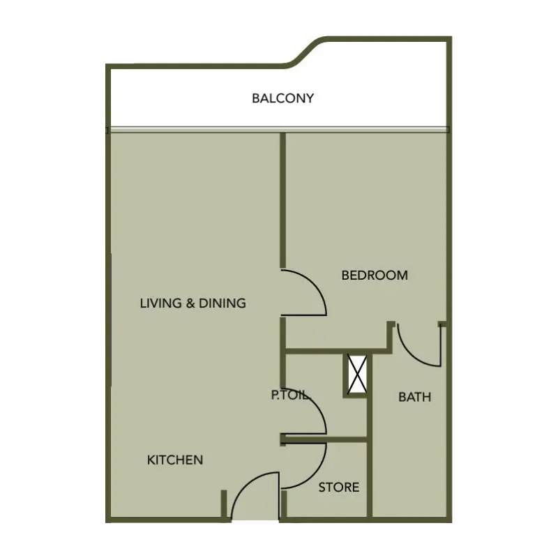 1 bedroom floor plan