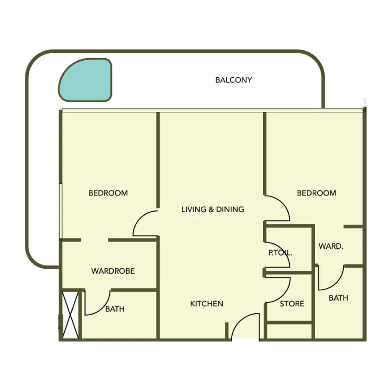 2 bedroom floor plan