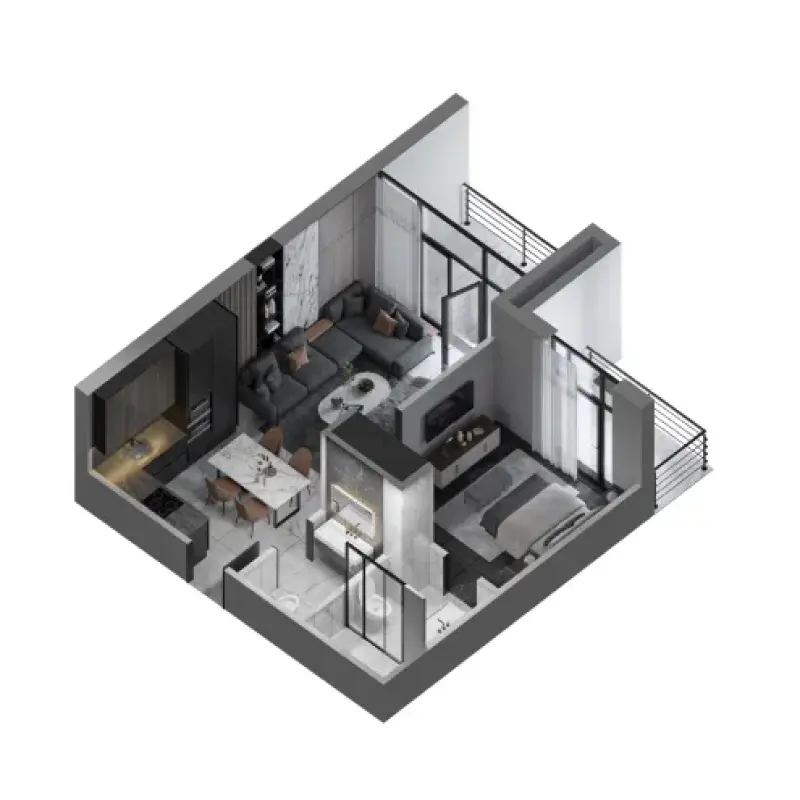 1 bedroom floor plan