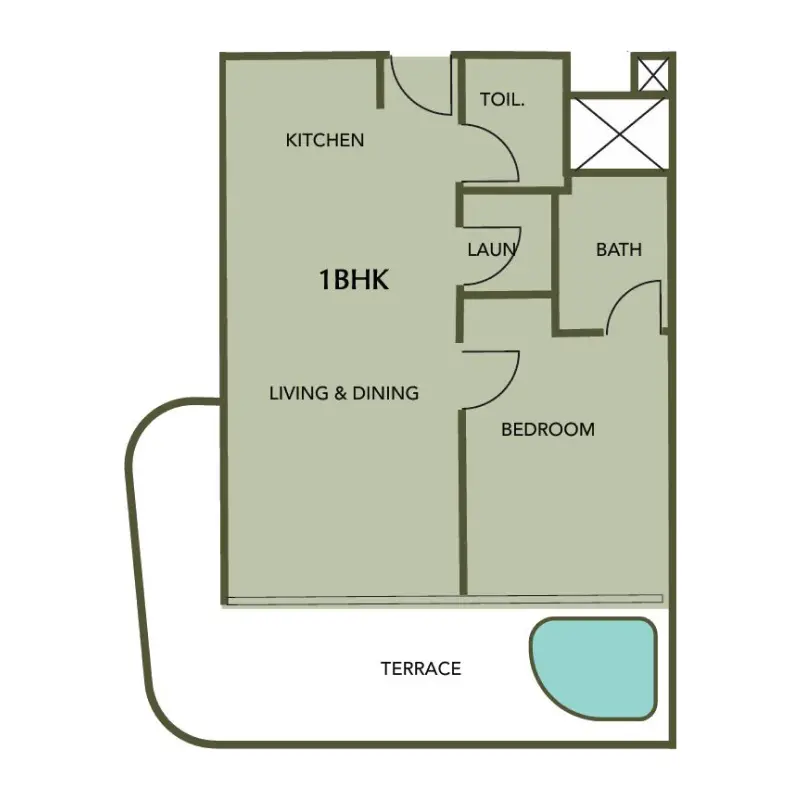1 bedroom floor plan