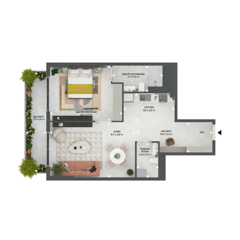 1 bedroom floor plan