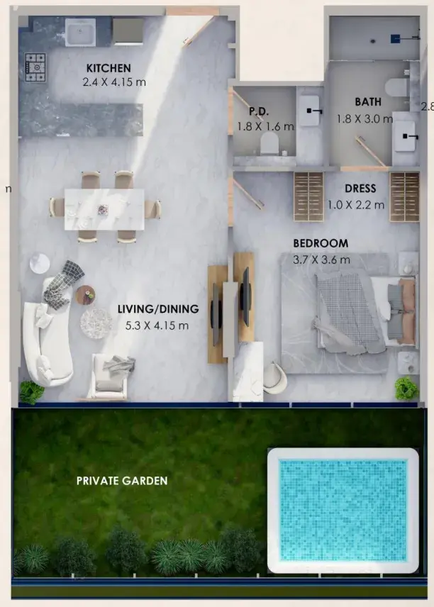 1 Bedroom apartments - Marquis Vista floor plan
