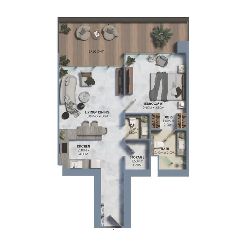 1 bedroom Apartments -  Marquis Vista floor plan