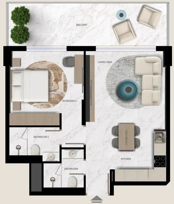 1 Bedroom apartments - Aark Terraces floor plan