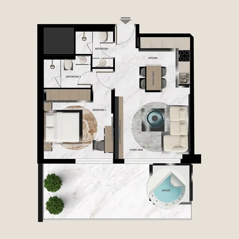 1 bedroom + jacuzzi Apartments -  Aark Terraces floor plan