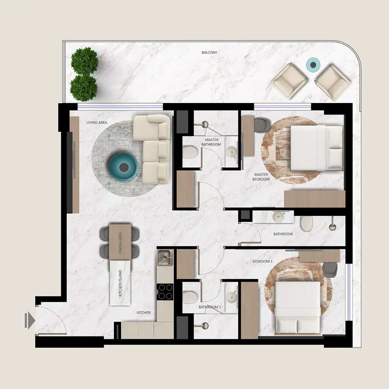 2 bedroom Apartments -  Aark Terraces floor plan