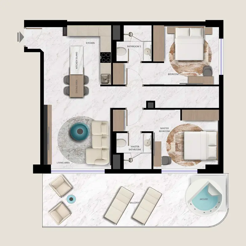 2 bedroom + jacuzzi Apartments -  Aark Terraces floor plan