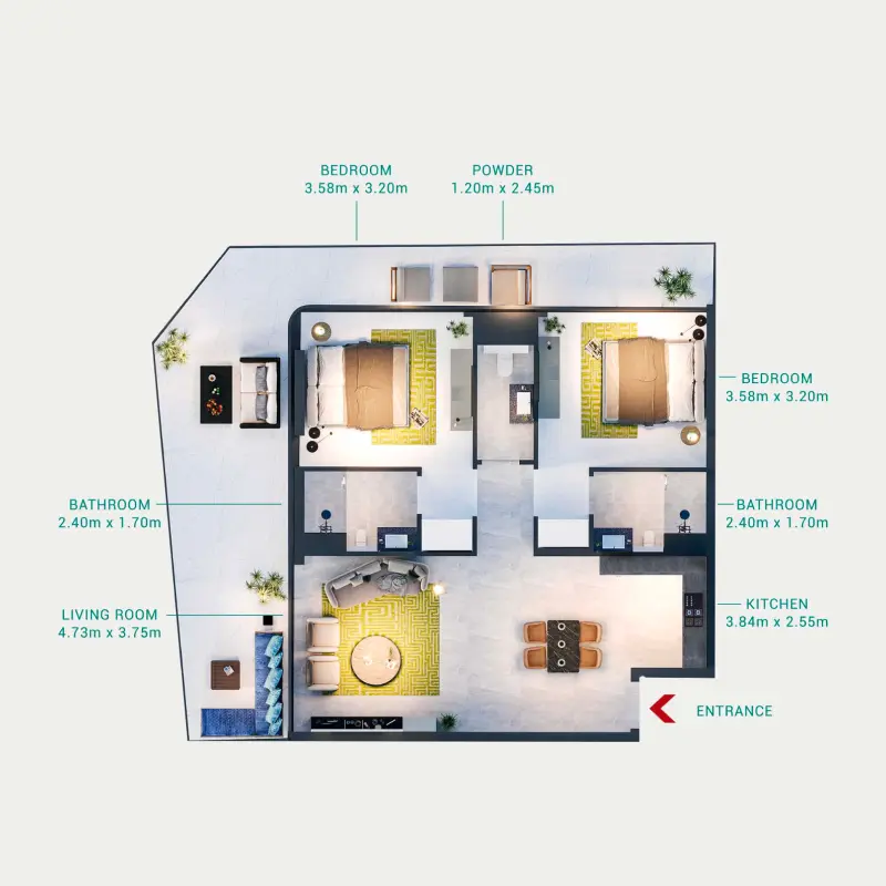 2 bedroom floor plan