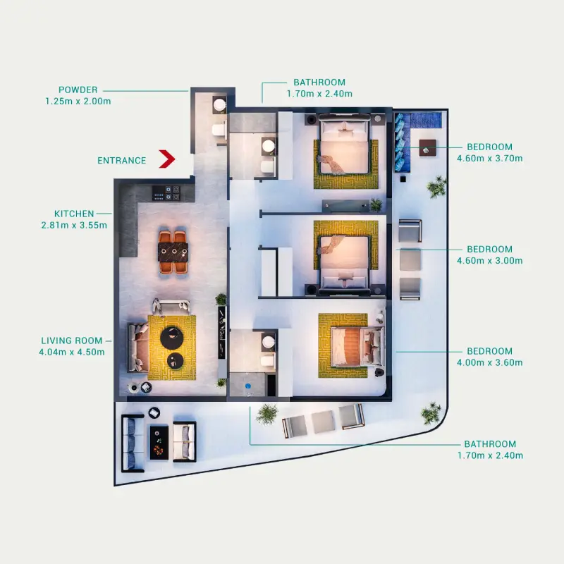 3 bedroom floor plan