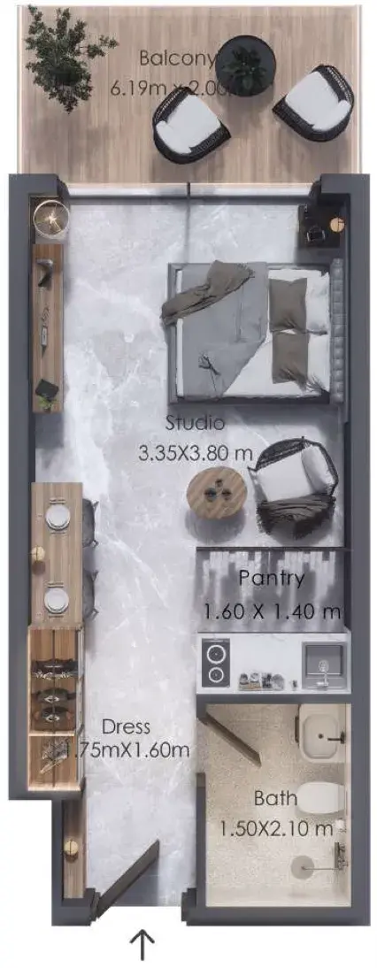 Studio apartments - Moonsa Residences 2 floor plan