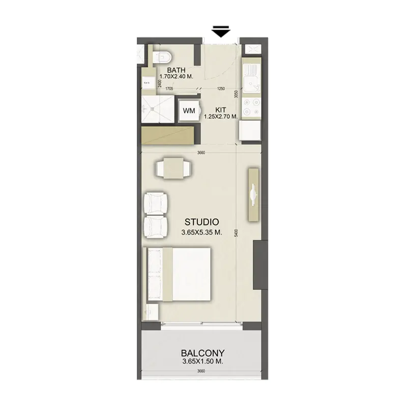 Studio Apartments -  Dalmore Tower floor plan