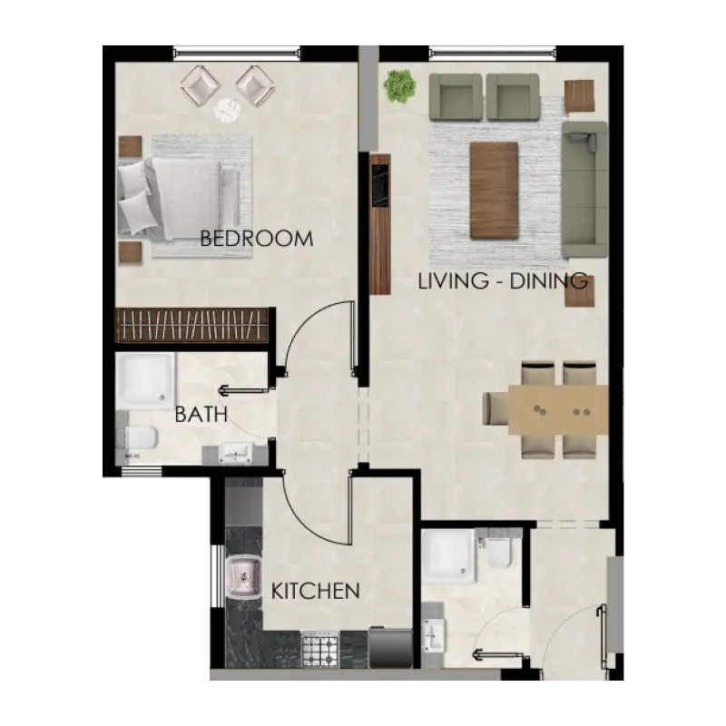 1 bedroom floor plan